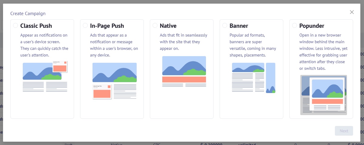 Mondiad ad formats for advertisers