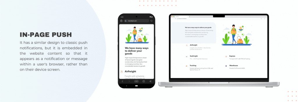 mondiad in-page push ad format