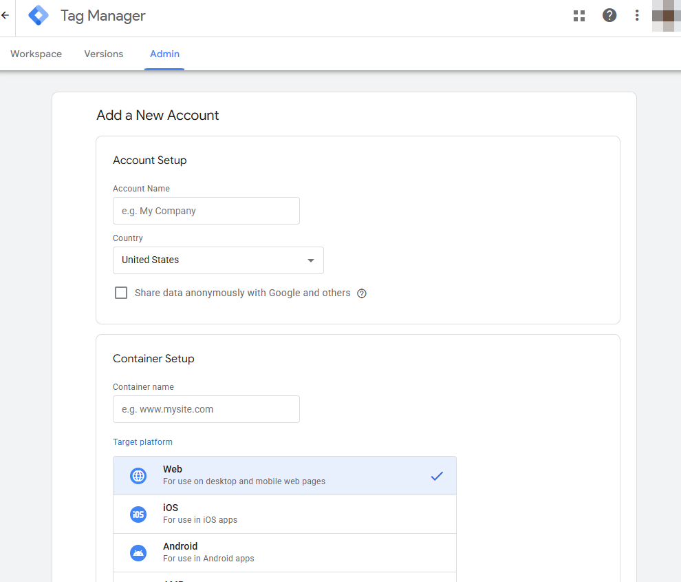 Процесс настройки Google Tag Manager