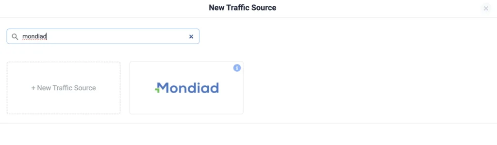 Add Mondiad as a traffic source using ClickFlare's ready-made integration template