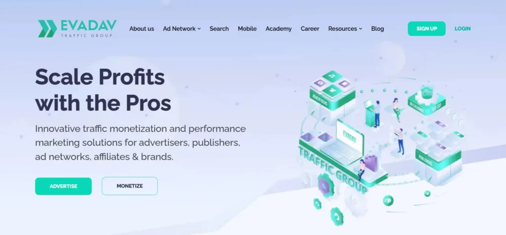 ad network EvaDav homepage