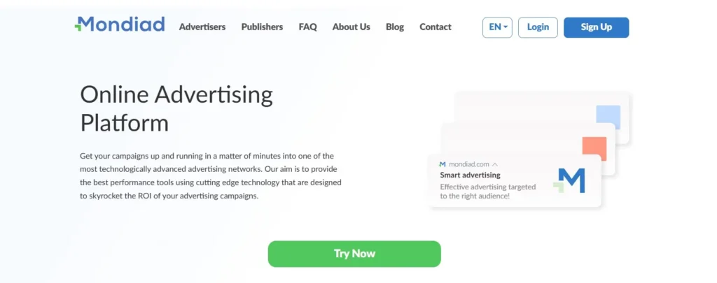 ad network Mondiad homepage