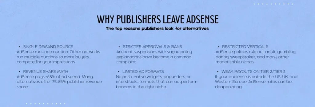 Why publishers leave AdSense