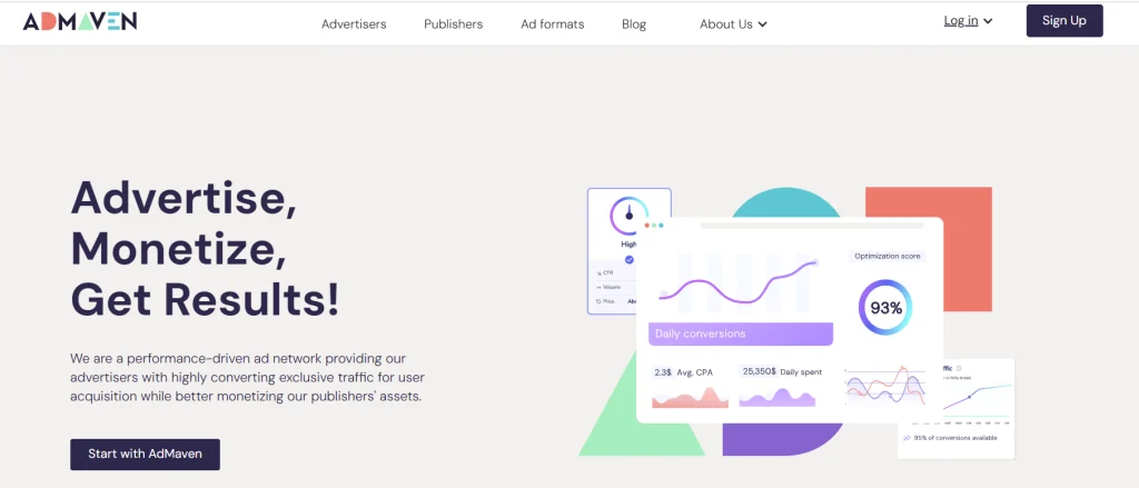 AdMaven homepage