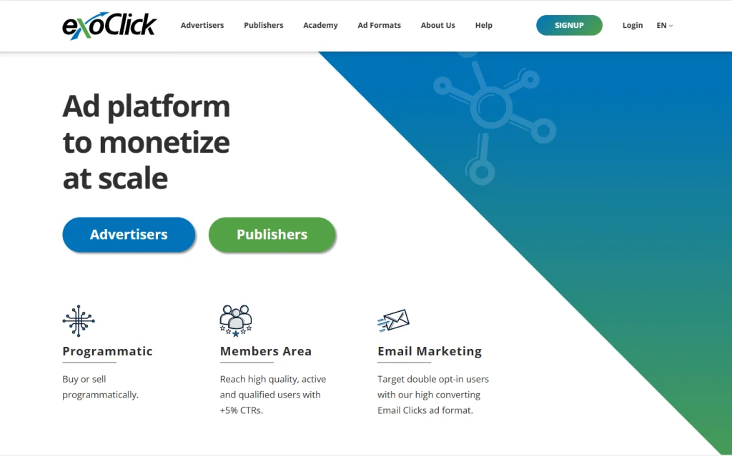 ExoClick homepage
