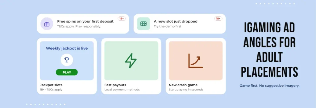 Game-first iGaming ad angles for adult placements